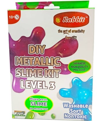 RABBIT'S DIY Metallic Slime Kit Level 3|Slime Making Set|Make Slime on your own at home in minutes| Play Slime for Kids Boys Girls|Science Kits for Kids|DIY Kits for kids|Slime for Kids|Slime Activator Kit|For age 10+|