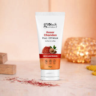 Globus Naturals Kesar Chandan Skin Lightening Peel Off Mask for Bright  Hydrated Skin  Improves Texture  Elasticity  Strengthens Skin Barrier  Brightening  Firming Face Mask for All Skin Types  75g
