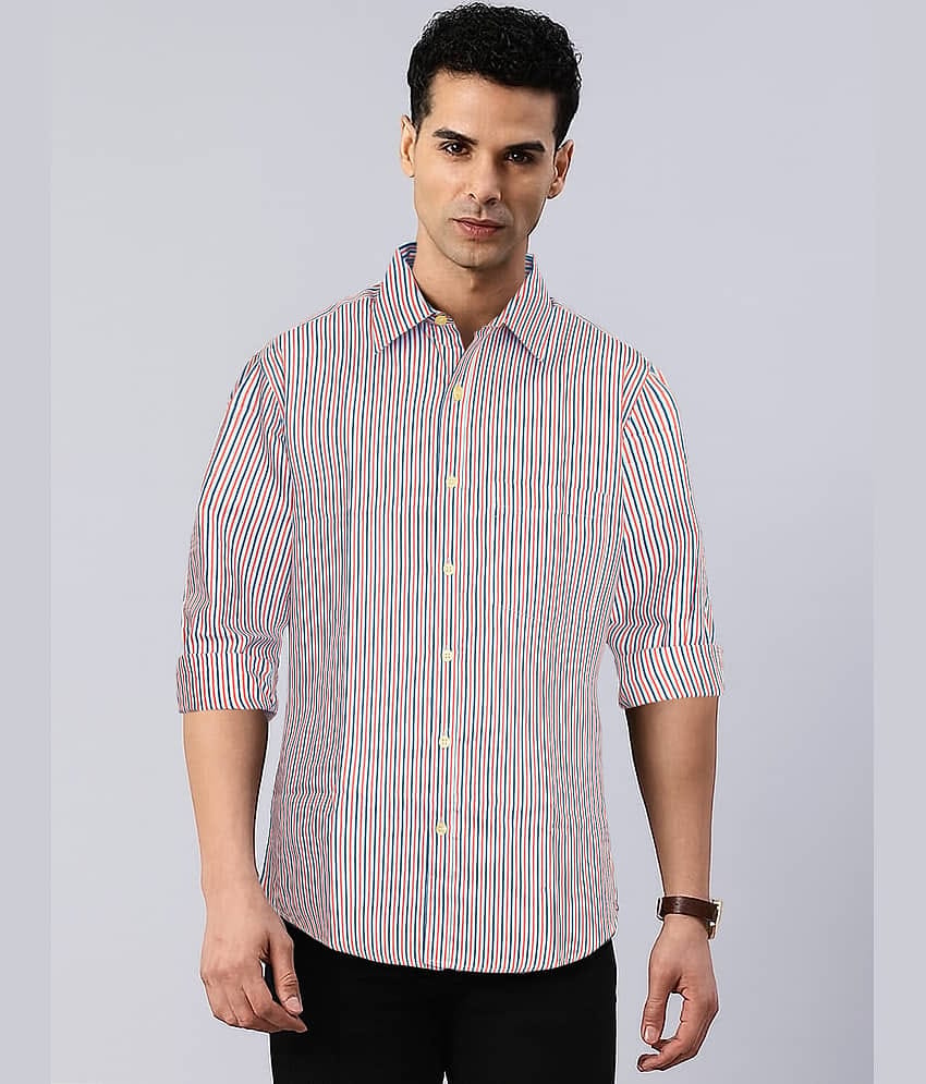 plounge Silk Regular Fit Striped Full Sleeves Men's Casual Shirt - Multicolor 1 ( Pack of 1 )