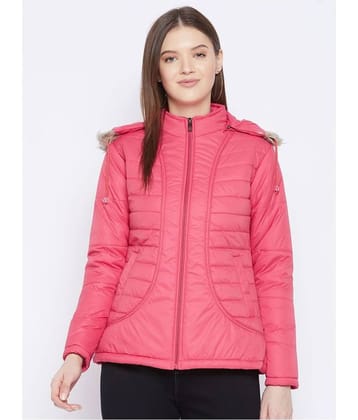 VERO AMORE Polyester Pink Hooded Jackets Single
