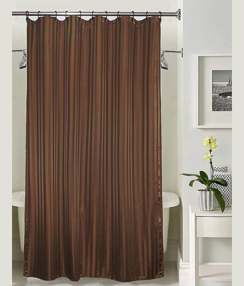 CASA FURNISHING Brown PVC Shower Curtain ( Single )