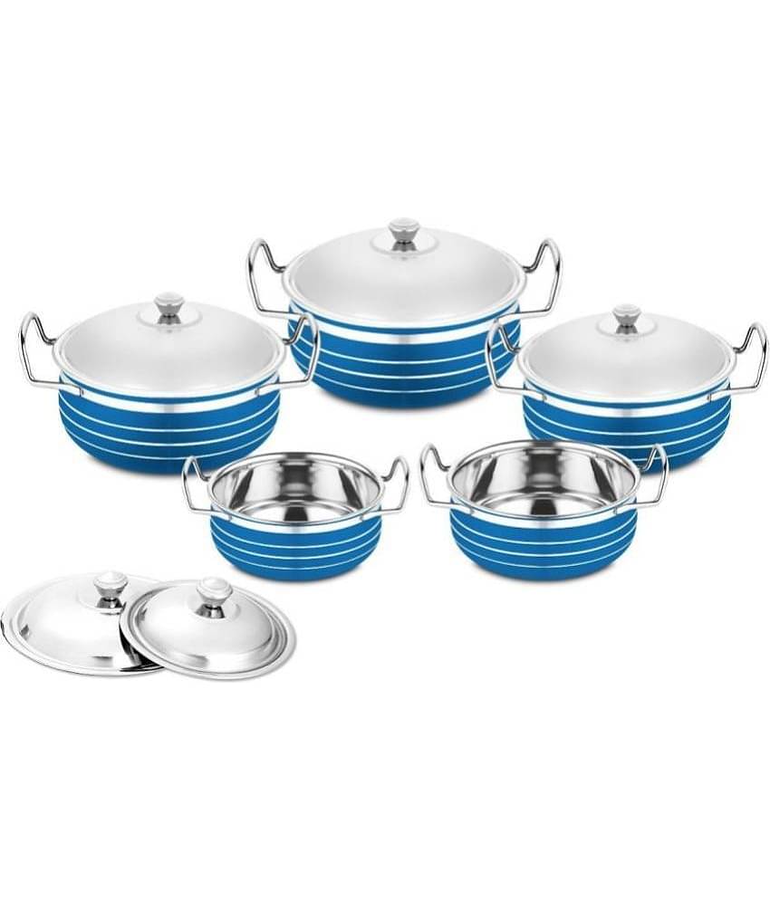 Classic Essentials - Biryani Handi (set of 5) Blue Serving Handi ( Set of 5 )