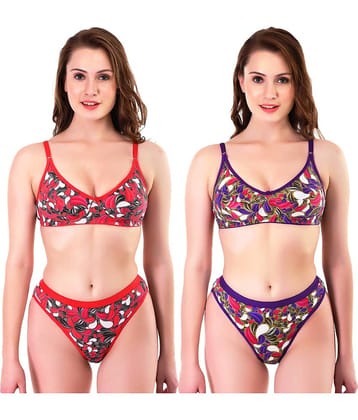 TCG Pack of 2 Cotton Women's Bra & Panty Set ( Multi Color )
