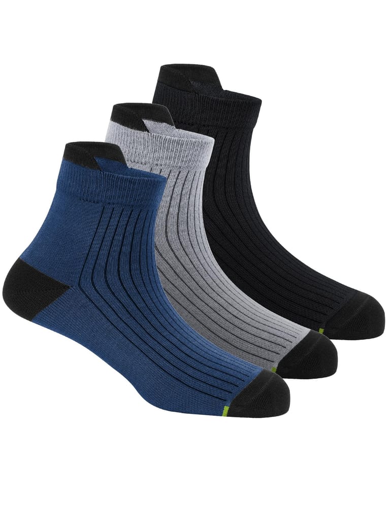 Freecultr Ankle Socks | Breathable Bamboo Fibre | Odour Resistant | Thermo Regulated | Moisture Wicking | Anti-Slip Y-Heel | Soft & Comfortable Navy, Dark Grey, Black - Socks | Buy online on ZillyBuy