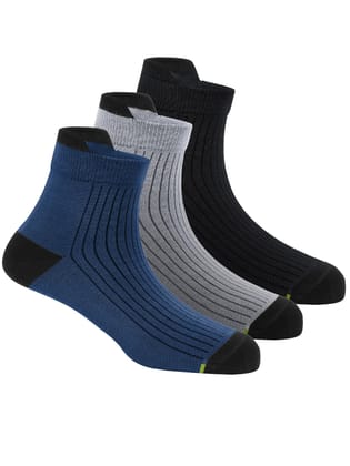 Freecultr Ankle Socks | Breathable Bamboo Fibre | Odour Resistant | Thermo Regulated | Moisture Wicking | Anti-Slip Y-Heel | Soft & Comfortable Navy, Dark Grey, Black