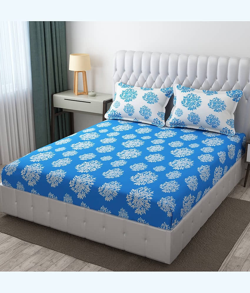 Apala Microfiber 1 Double King Bedsheet with 2 Pillow Covers ( Light Blue )