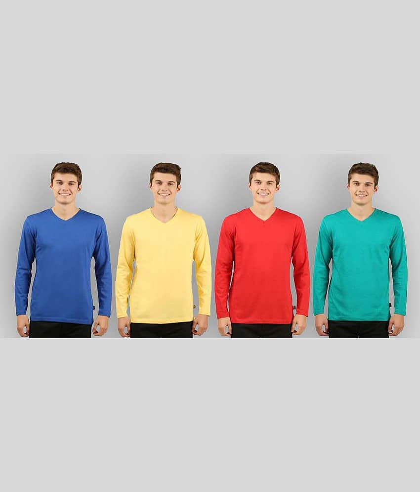 Zebu Pack of 4 Polyester Regular Fit Men's T-Shirt ( Yellow )