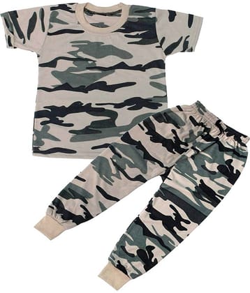 RBF84 Pack of 1 Boys Cotton T-Shirt & Trackpants Set ( Grey )