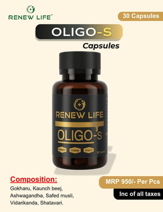 Renew Life Oligo-S Ayurvedic Capsules (30 Capsules) | Stamina & Vitality Support | Daily Wellness