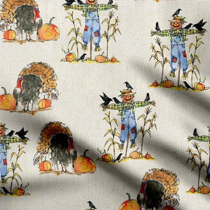 Pumpkin and Scarecrow-Cotton