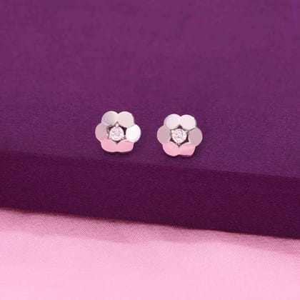 Silver Bloom Crystal Flora Earring-White Stone / Silver
