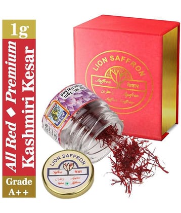 Lion Brand Saffron Grade A++ Kashmiri Kesar With Gift Box All Red Mongra Saffron 1gm