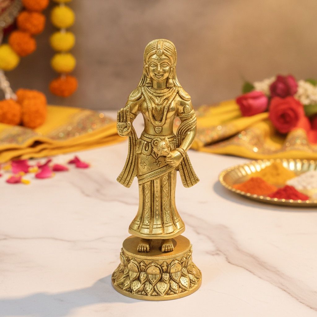 Brass Radha Ji Idol Statue | Radha Rani Murti | Goddess Radha Statue for Home Temple, Height : 11 Inch (BSMAS1949 R)