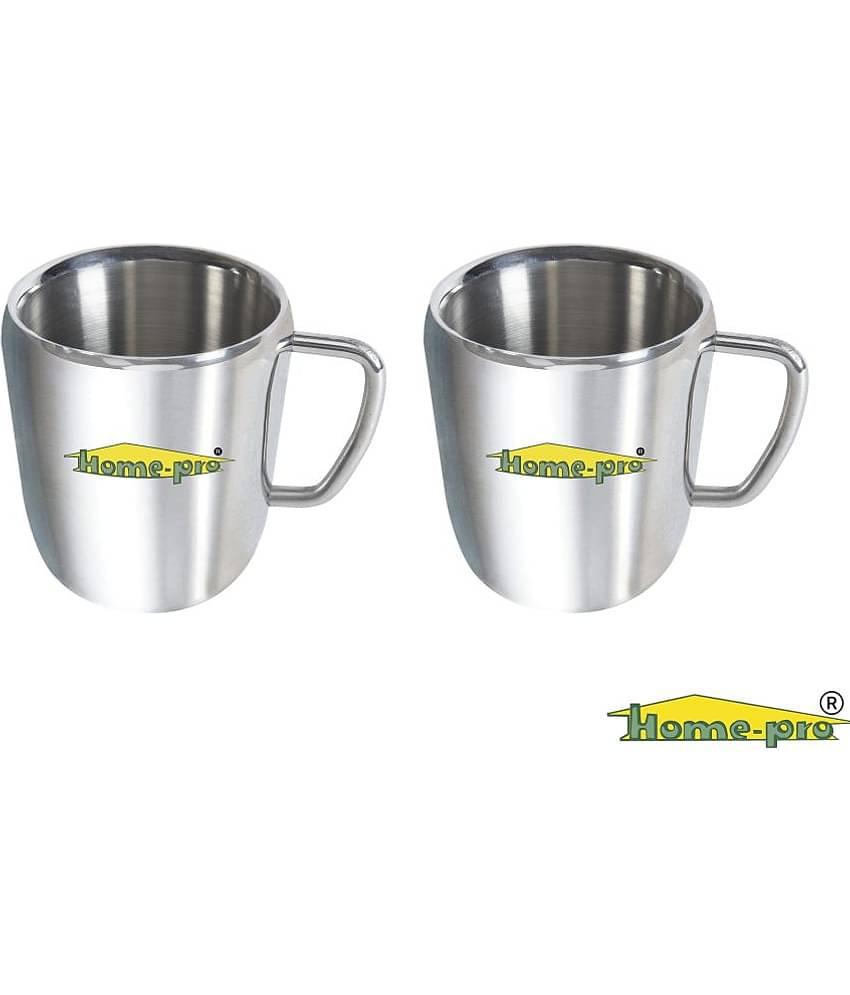 HomePro - Stainless Steel Double Walled Coffee Mug pack of 2, 300ml Each
