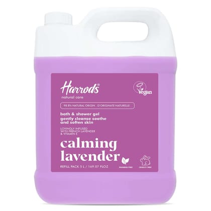 Harrods Lavender Body Wash Refill Pack 5L | Liquid Soap For Body Wash | Shower Gel Refill Pack | Moisturises Dry Skin | Gentle Skin Cleanser | 100% Natural Fresh White / 5 l (Pack of 1)