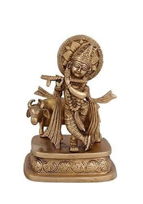 Arihant Craft� Hindu God Krishna Idol Hand Craft Showpiece � 16.5 cm (Brass, Gold) Arihant Craft� Hindu God Krishna Idol Hand Craft Showpiece � 16.5 cm (Brass, Gold)