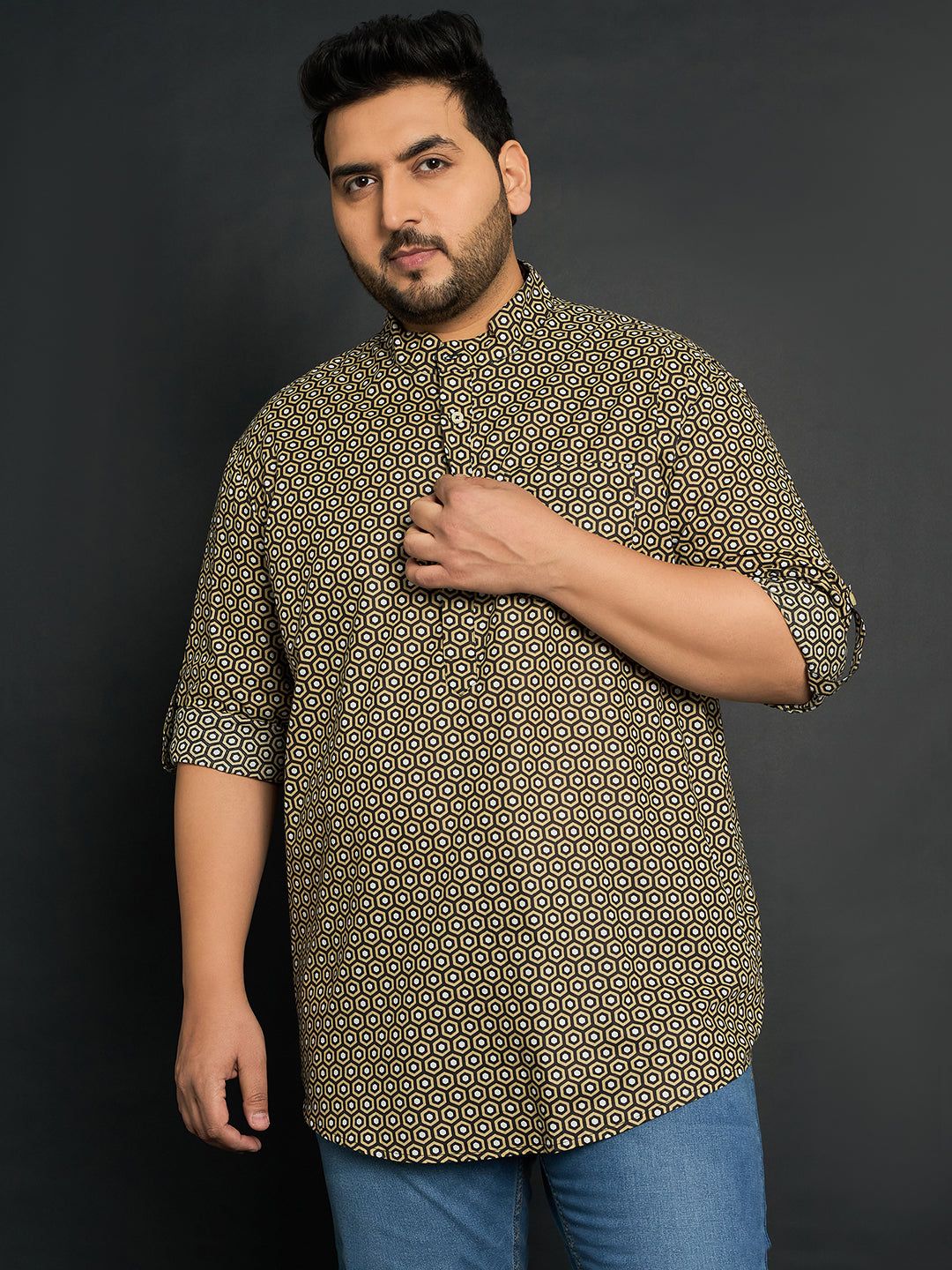 Men Plus Size Ryder Printed Kurta - 2XL