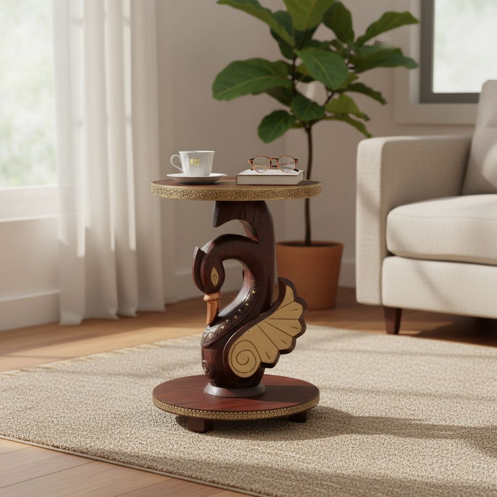 Wooden Brass Metal Duck Coffee Table