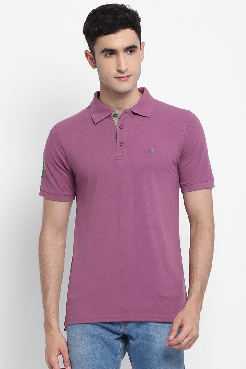 Men's Polo Collar T-Shirt - Purple Gumdrop-Small / Purple Gumdrop
