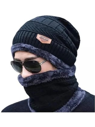 Infispace Blue Woollen Mens Cap ( Pack of 1 ) - Blue