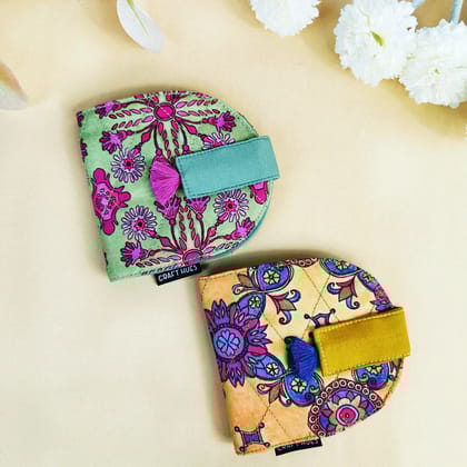 SEMI-OVAL 2-FLAP WALLET COMBO- MUSTARD-GREEN TILES