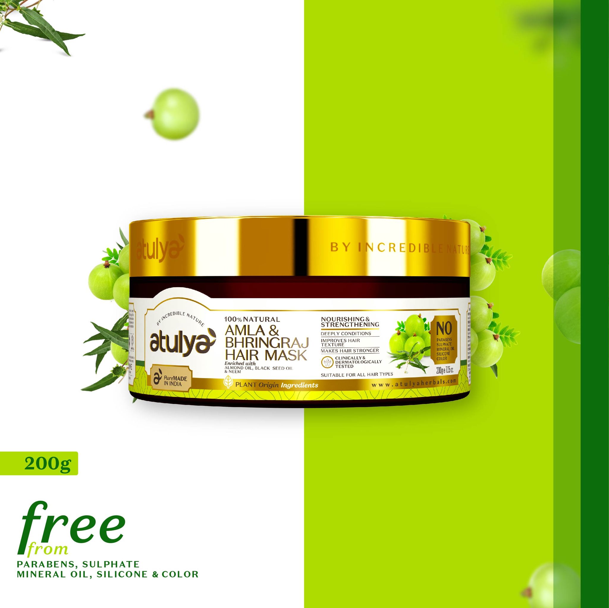 Atulya Amla & Bhringraj Hair Mask | Nourishing and Strengthening - 200gm