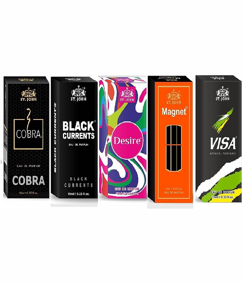 ST.JOHN Cobra ,Black Current,Magnet,Desire, Visa Pocket Perfume for Men 10 ml ( Pack of 5 )