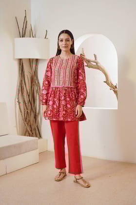 Chintz Boho Coord Set-XXS / Crimson Red / Crimson Red