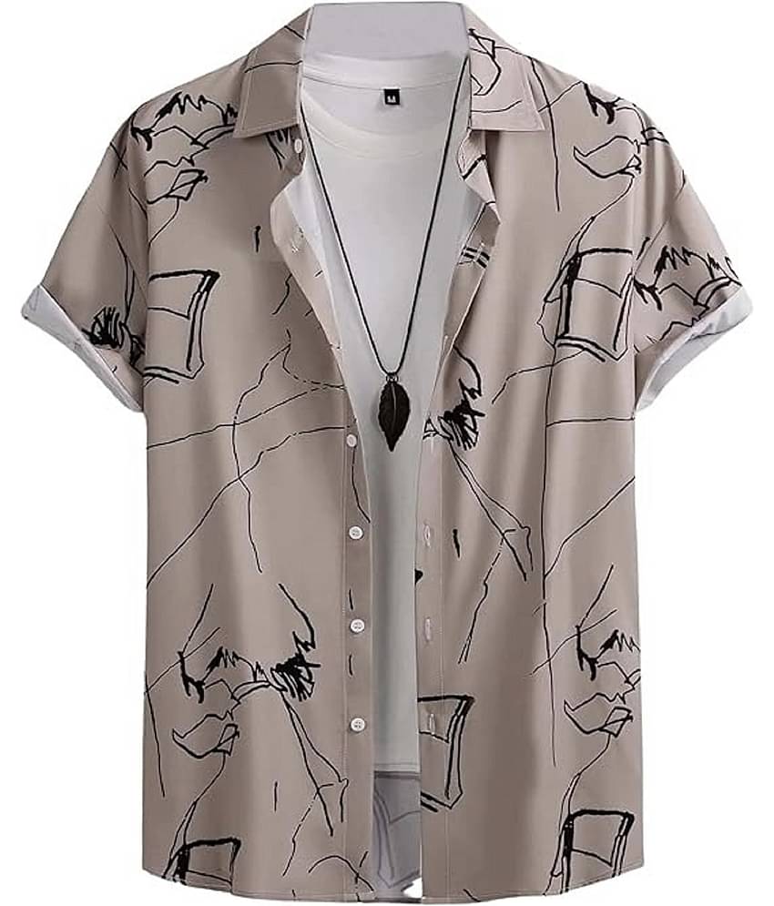 ARZ Poly Cotton Regular Fit Self Design Half Sleeves Men's Casual Shirt - White ( Pack of 1 )