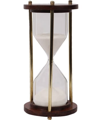 Generic - Brass and Wood Sand Timer (White) Showpiece 14 cm