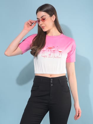 Pink Graphic 100% Cotton T-Shirt-S / Pink