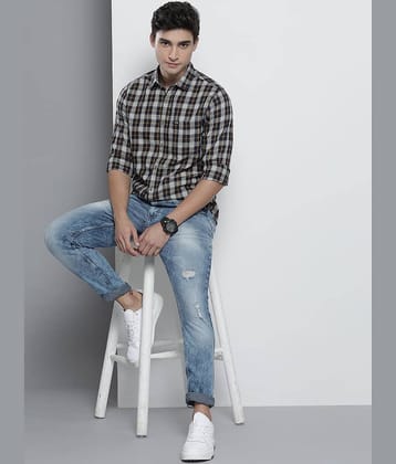 The Indian Garage Co. 100% Cotton Slim Fit Checks Full Sleeves Men's Casual Shirt - Navy Blue ( Pack of 1 )