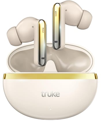 truke New Launched Q1 Lite True Wireless in Ear Earbuds, 48H Playtime Ear Buds, Crystal-Clear Calls, Fast Charging, Elegant Royal Design, Bluetooth 5.4, Noise Cancellation, Gaming Mode (Gold) truke New Launched Q1 Lite True Wireless in Ear Earbuds, 48H P