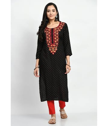MAURYA Rayon Embroidered Straight Women's Kurti - Multicolor ( Pack of 1 )
