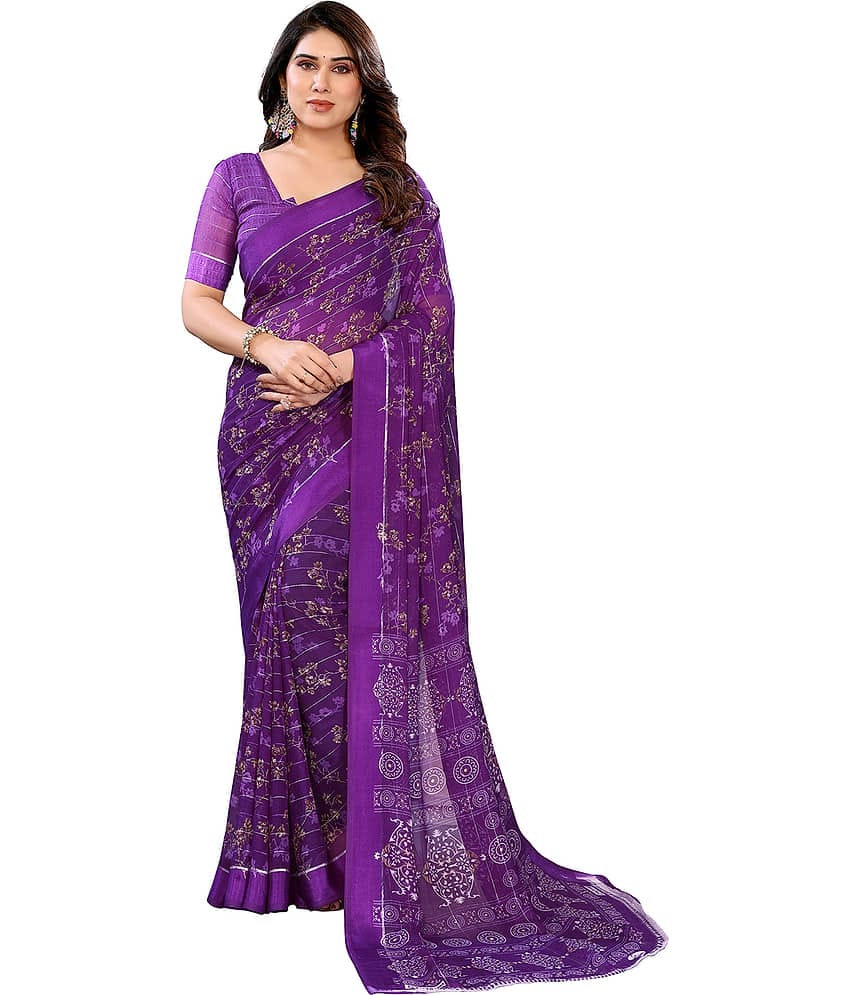 Kashvi Sarees Georgette Printed Ilkal Saree With Unstitched Blouse Piece ( Rama )