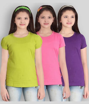 Sini Mini Pack of 3 Girls Cotton T-Shirt ( Multicolor )
