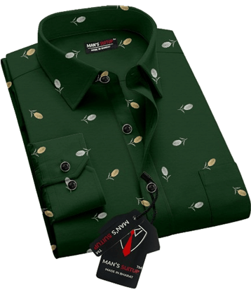 MAN'S SUITUP Rayon Regular Fit Printed Full Sleeves Men's Casual Shirt - Navy Blue ( Pack of 1 )