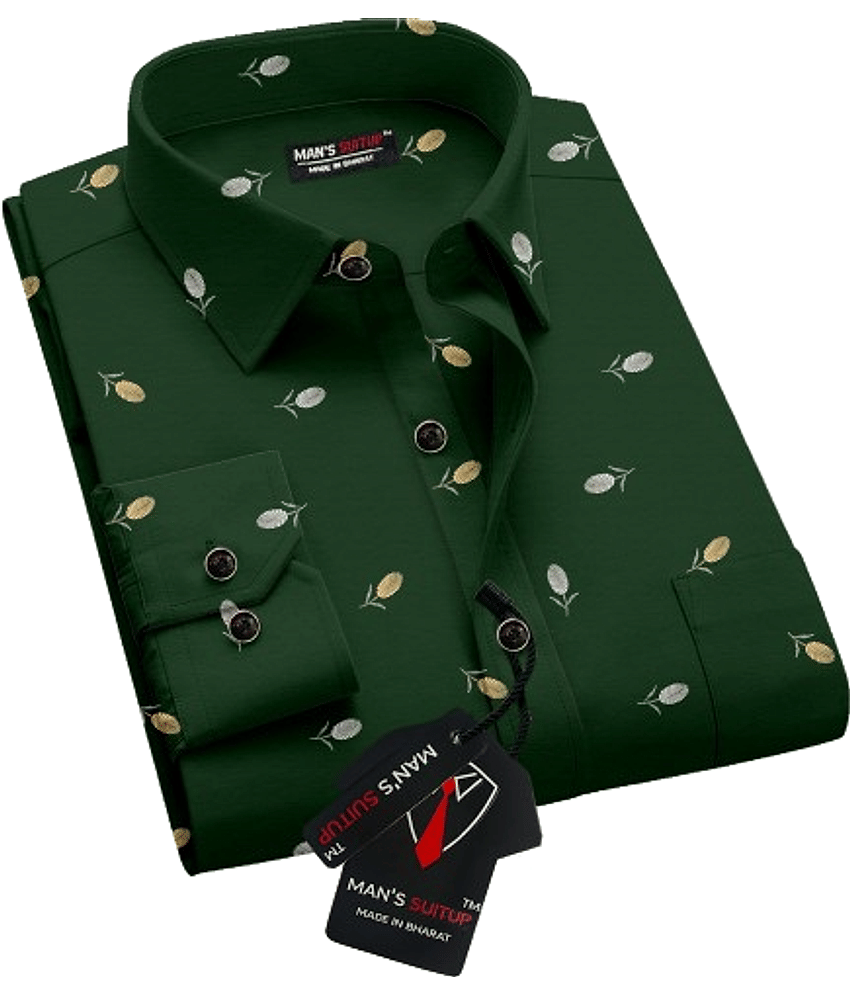 MAN'S SUITUP Rayon Regular Fit Printed Full Sleeves Men's Casual Shirt - Navy Blue ( Pack of 1 )