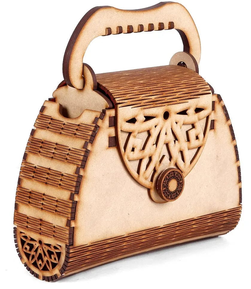 Women's Decorative Wooden Purse Handbag