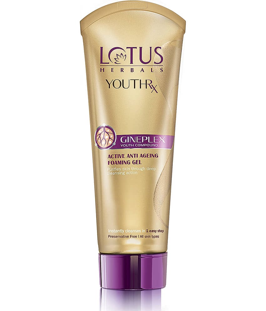 Lotus Herbals Youthrx Active Anti Ageing Foaming gel Face Wash , With Jojoba &Ginger , 50G (Pack of 1)