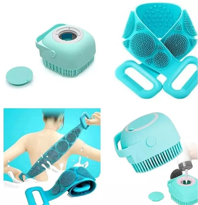 BREEPREE Silicone Body Back Scrubber, Double Side Bathing Brush for Skin Deep Cleaning Massage, Dead Skin Removal Exfoliating Belt for Shower, Easy to Clean, Lathers Well for Men And Women
