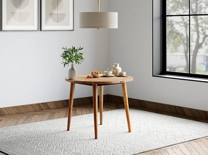 Cesar 4 Seater Dining Table -Round, Sheesham, Walnut Color