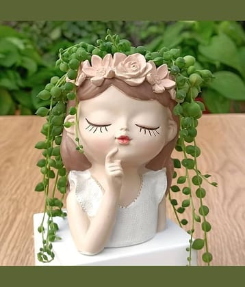 Cute Beautiful Combo Flower Girls Succulent Planter Pots Container | Garden Decor Set for Home Office Desktop Gift Decoration (Chick Girl)