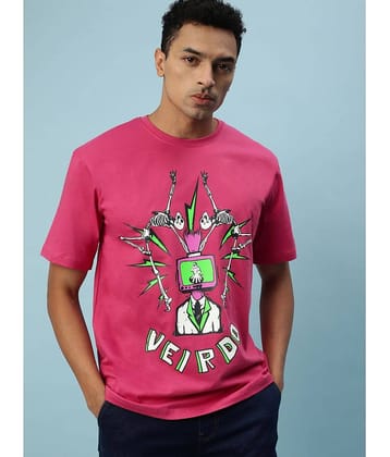 Veirdo - Magenta Cotton Relaxed Fit Men's T-Shirt ( Pack of 1 )