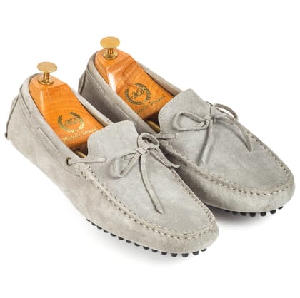 Gommino Suede Bow Loafers (Moon Grey)-EU 44 / UK 10 / Moon Grey