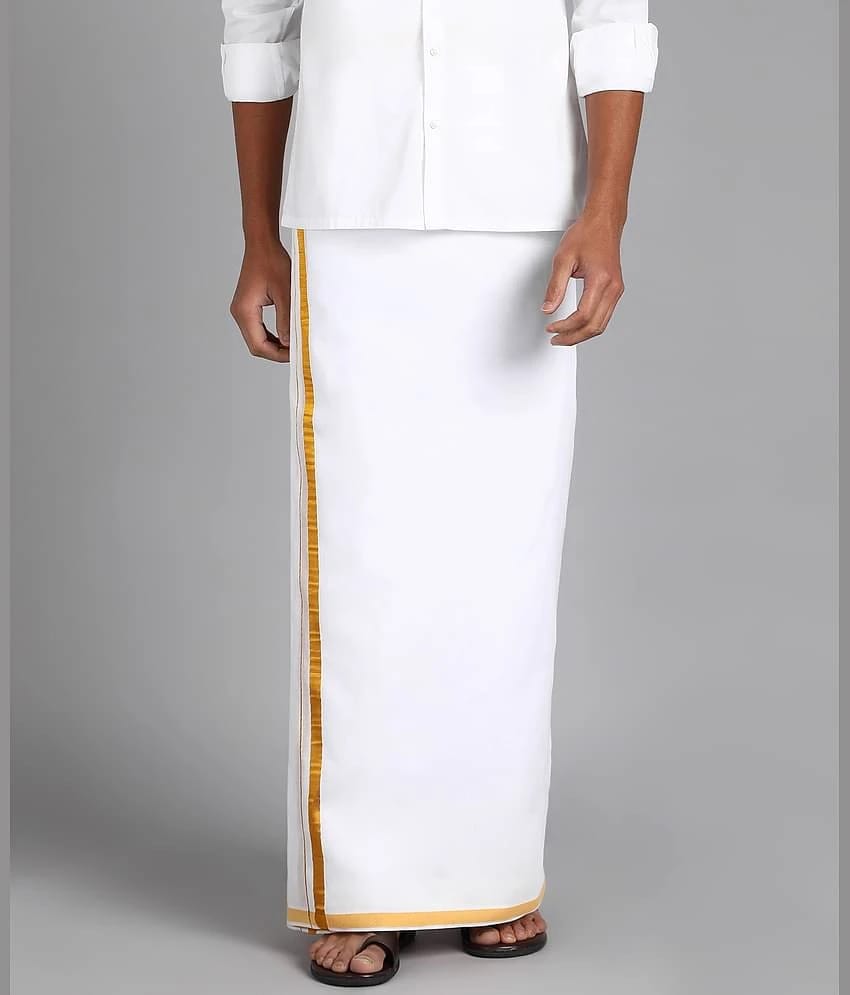 Shyam Handloom Cotton Mens Dhoti White ( Pack of 1 ) - None
