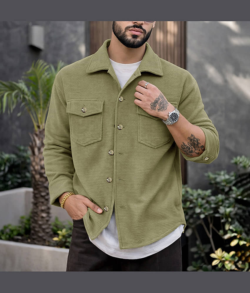 Eyebogler Polyester Oversized Fit Solids Full Sleeves Men's Casual Shirt - Beige ( Pack of 1 )