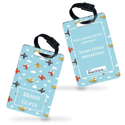 Airplane Skies Bag Tag (kids)-Airplane Skies Blue Skies