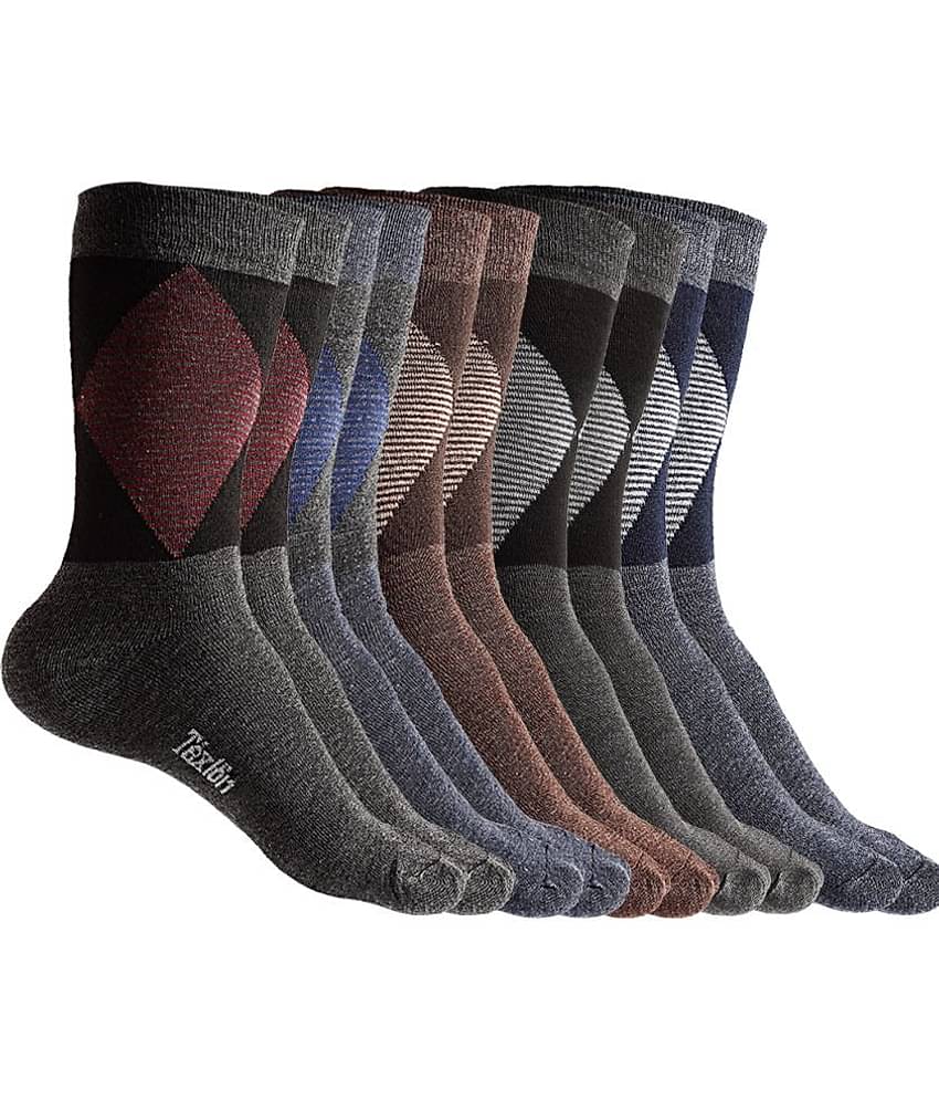 Texlon - Multicolor Woollen Men's Mid Length Socks ( Pack of 5 )