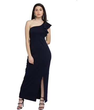 Miss Chase Women Cotton A-line Dress ( Navy )